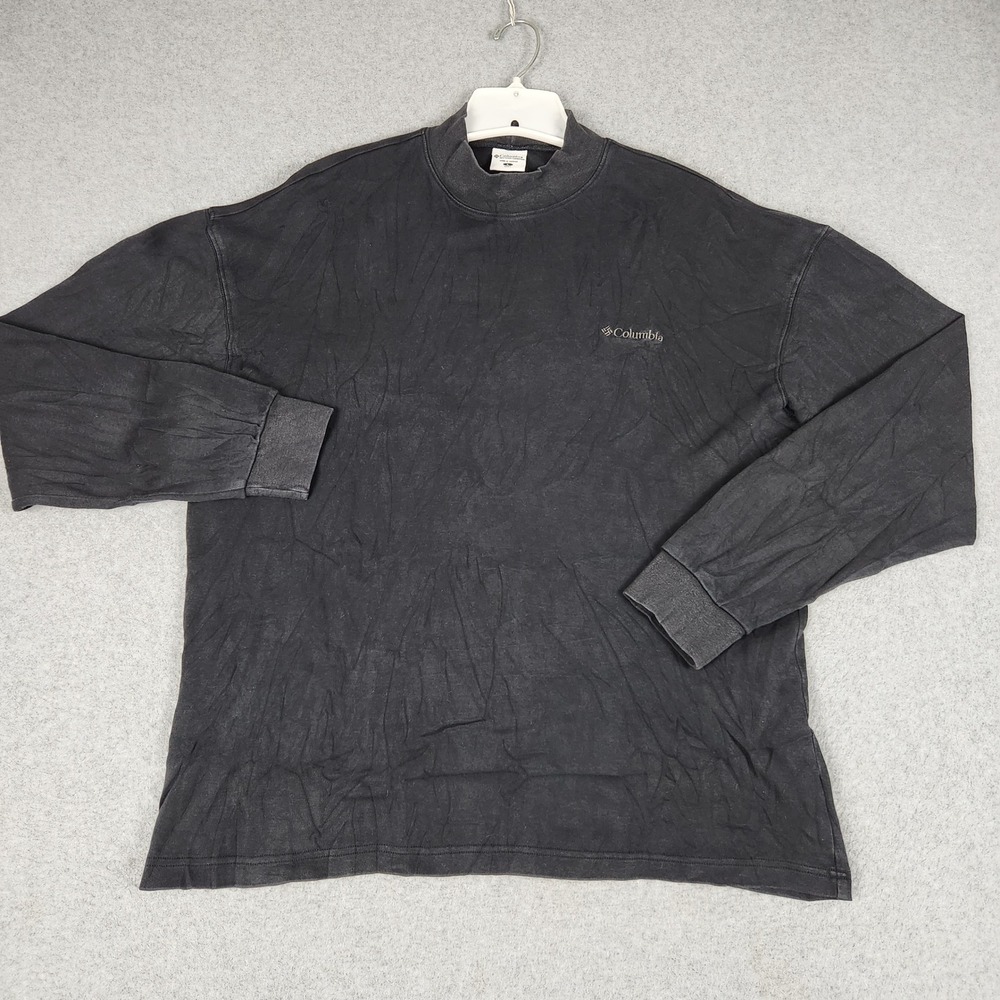 Columbia Long Sleeve Shirt Mens L Black Cotton Relaxed Fit Mock Neck Pullover